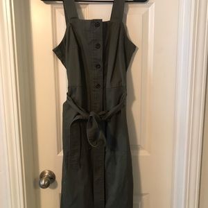 Army green button up dress
